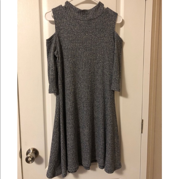 Rebellion Dresses & Skirts - Gray cold shoulder sweater dress Rebellion Dresses & Skirts - Gray cold shoulder sweater dress